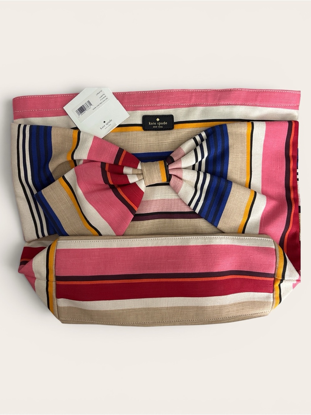 Kate spade Pink Multicolor Striped Bow Tote